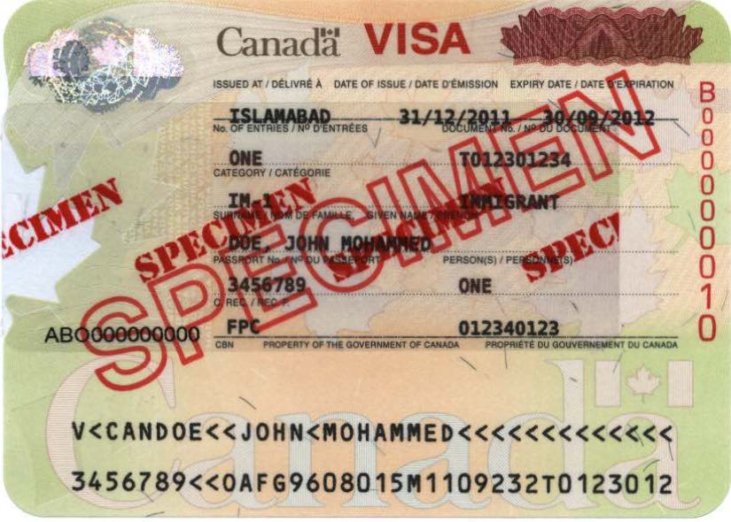 Image d’un visa de visiteur