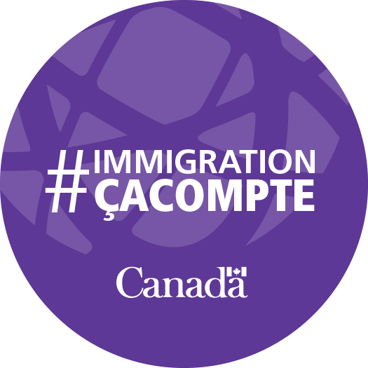 Example of #ImmigrationMatters button design in purple