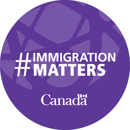 Example of #ImmigrationMatters button design in purple